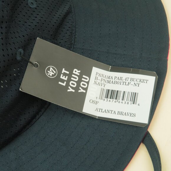 47 Atlanta Braves Bucket Hat Mens Blue Panama Pail Mesh Lining New - Picture 8 of 10